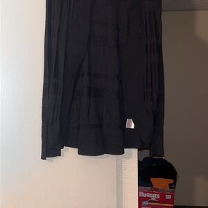 Black Pleated Midi Coat for Work